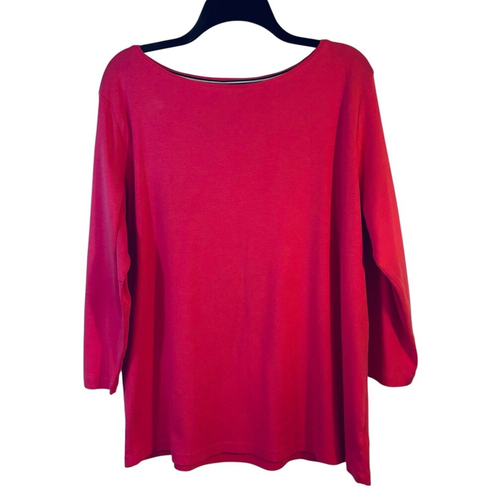 Talbots Woman The Talbots Tee 2X Pink Long Sleeve Pima Cotton Top T Shirt